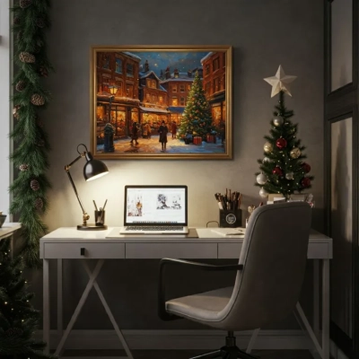 6f/9a/christmas oil painting in home office.webp