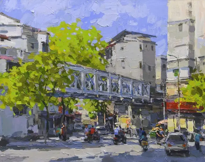 Vietnamese City Street Busy Scene