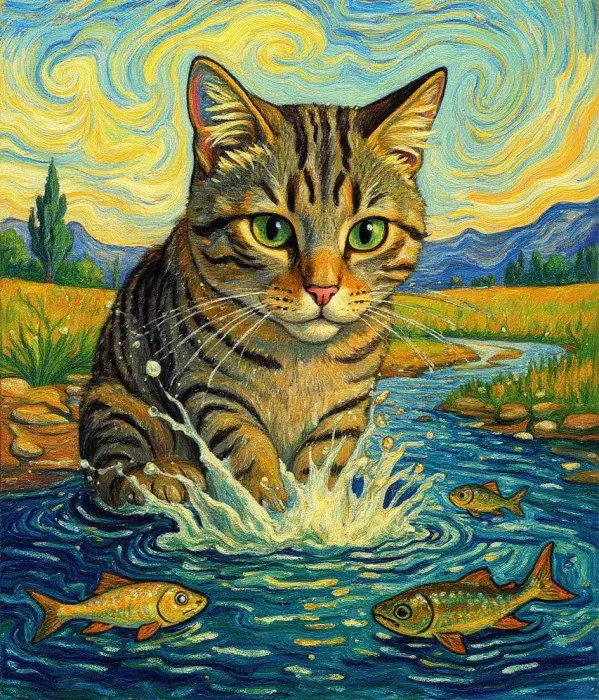 Turkish-Van-Cat-in-Artful-Creek:-Van-Gogh-Inspired