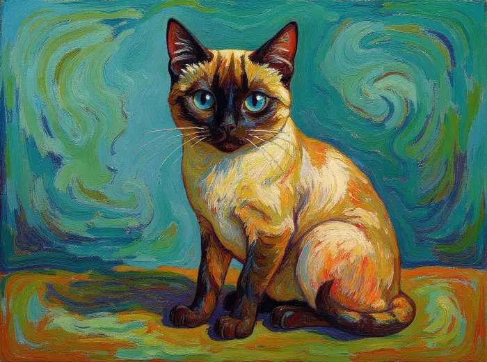 Gatto-siamese-con-occhi-blu-penetranti-nello-stile-di-Van-Gogh
