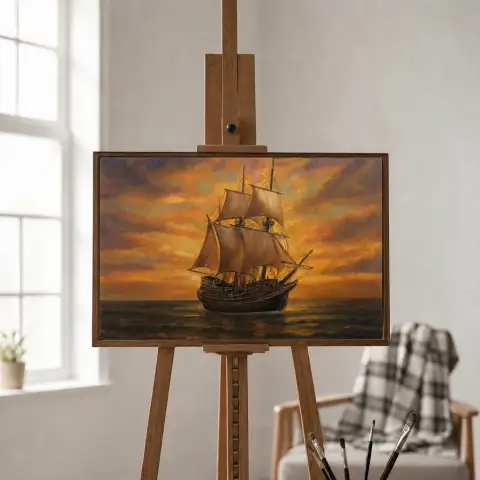 Mayflower Sailing at Sunset New