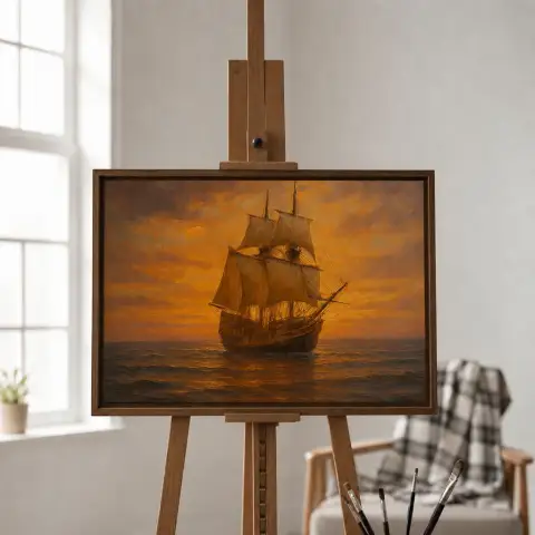 Mayflower Sailing at Sunset