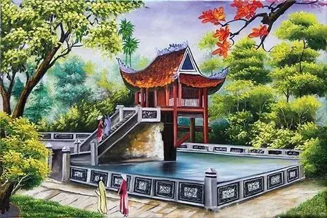 Cảnh hồ vườn pagoda Việt Nam