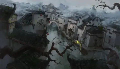 Misty Chinese Water Town