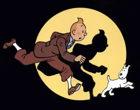 Tintin đang chạy trong phần giới thiệu hoạt hình