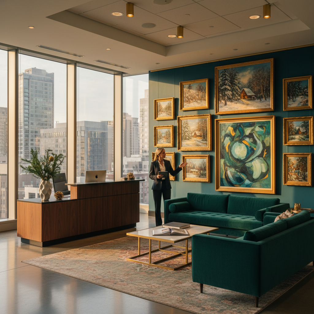 Integration Ideas for Festive Oil Art in Offices