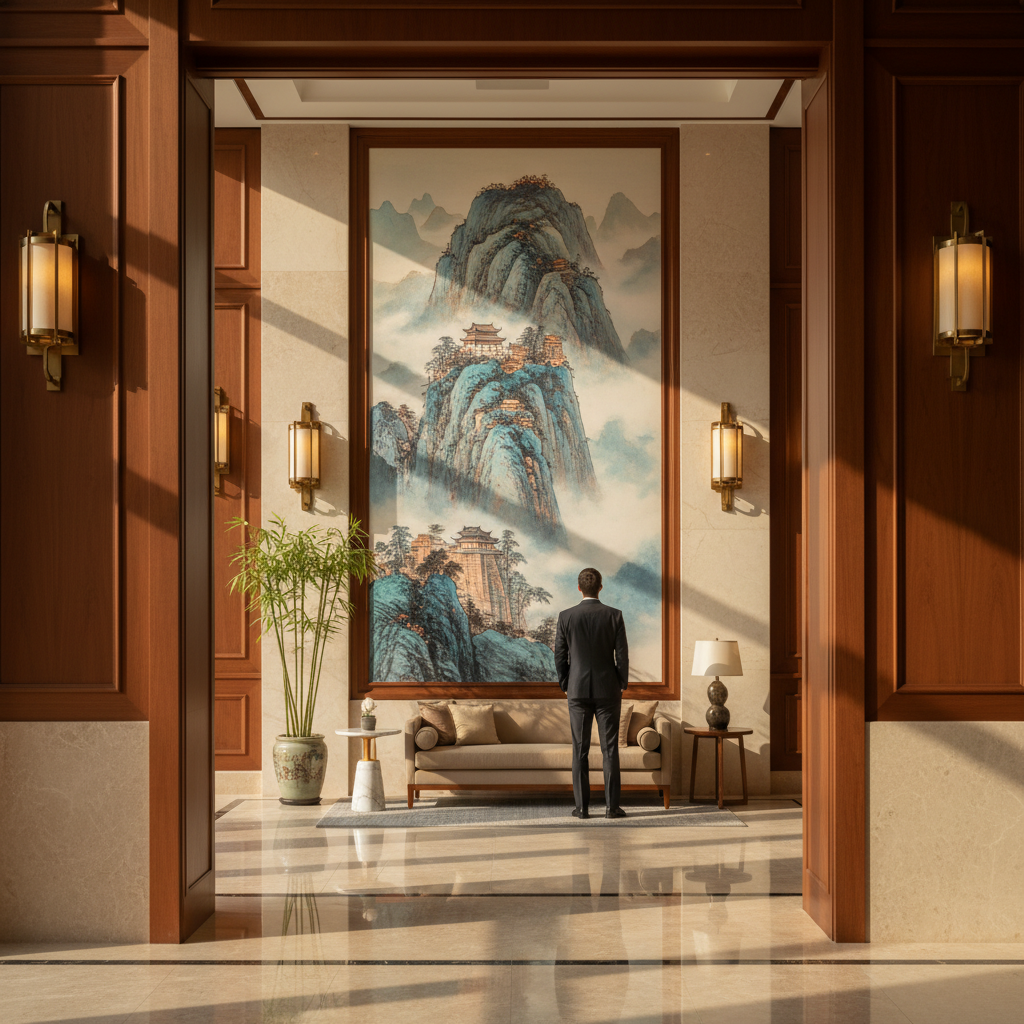 适合极简禅意空间的中国山水画, image size:1024x1024